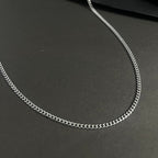 1.5mm Thin & Short Silver Curb Neck Chain For Men