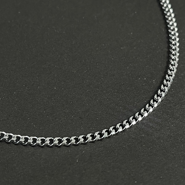 1.5mm Thin & Short Silver Curb Neck Chain For Men