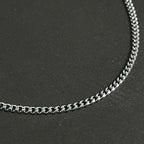 1.5mm Thin & Short Silver Curb Neck Chain For Men