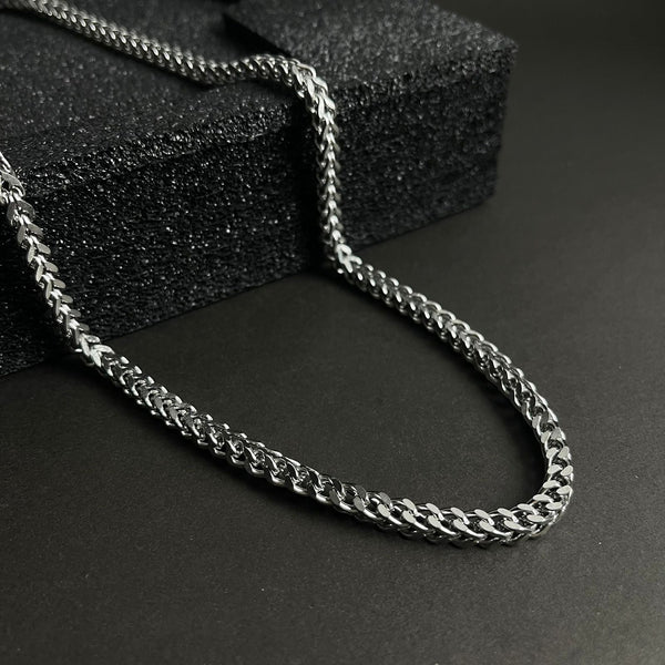 6mm Silver Square Franco Foxtail Neck Chain- 24 inches