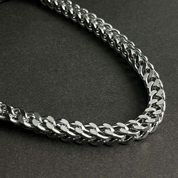 6mm Silver Square Franco Foxtail Neck Chain- 24 inches