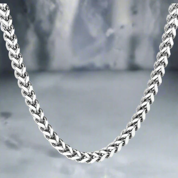 6mm Silver Square Franco Foxtail Neck Chain- 24 inches