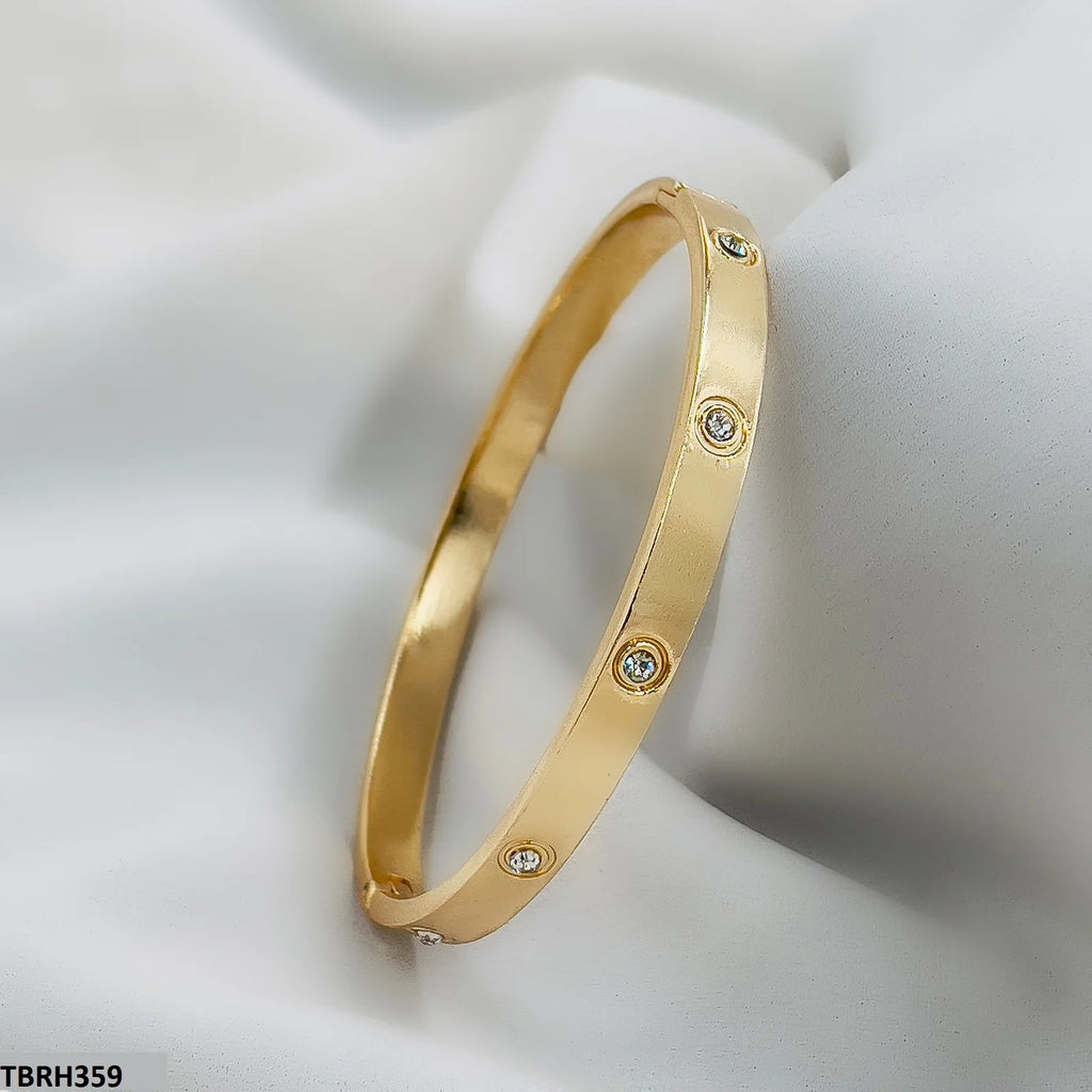 Elegant Stainless Steel & Gold Plated Diamond-Studded Bracelet for Women