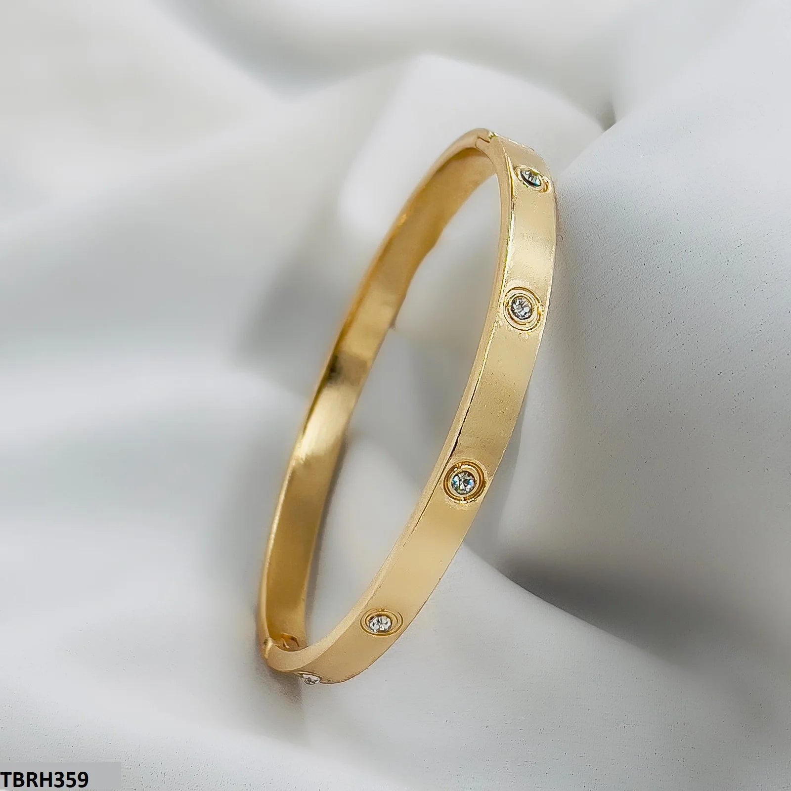 Elegant Stainless Steel & Gold Plated Diamond-Studded Bracelet for Women