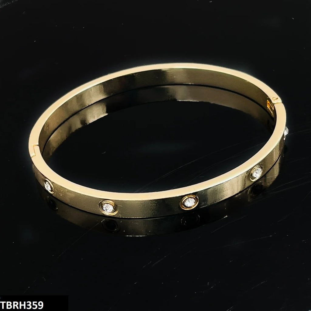Elegant Stainless Steel & Gold Plated Diamond-Studded Bracelet for Women