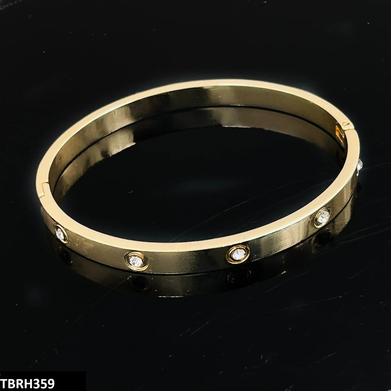 Elegant Stainless Steel & Gold Plated Diamond-Studded Bracelet for Women