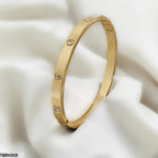 Elegant Stainless Steel & Gold Plated Diamond-Studded Bracelet for Women