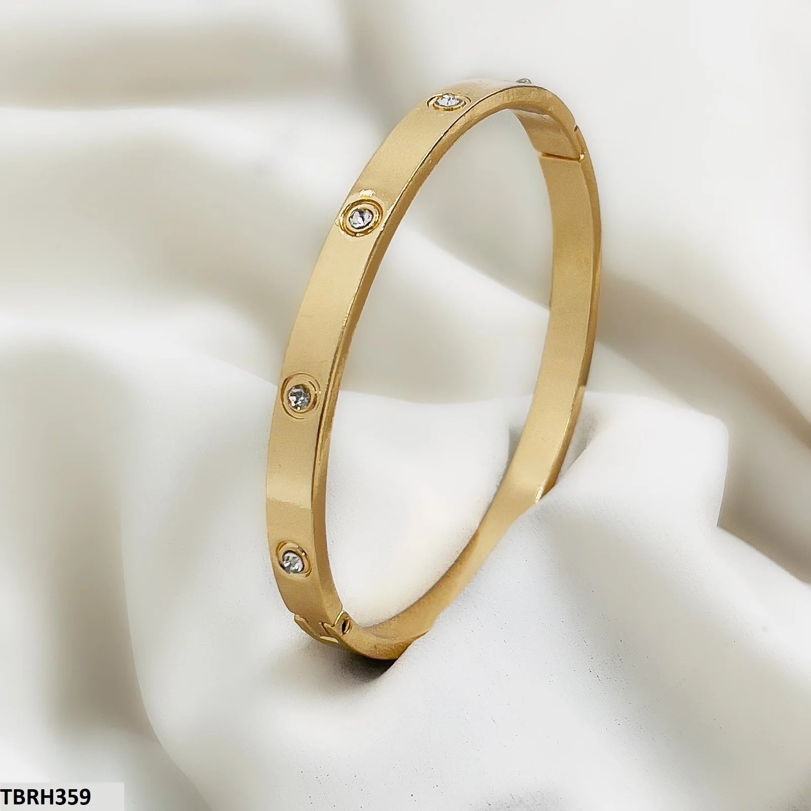 Elegant Stainless Steel & Gold Plated Diamond-Studded Bracelet for Women