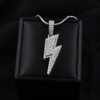 Iced Lightening Bolt Pendant