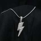 Iced Lightening Bolt Pendant