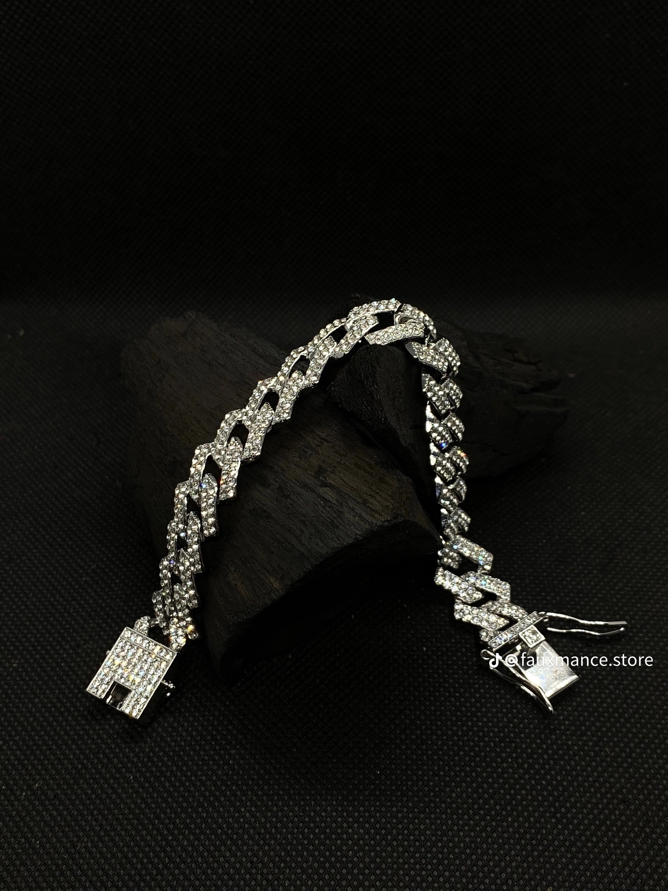 High-Quality 51g Hip Hop Full AAA Stone Bling Iced Out Pave Men's Bracelet Miami Cuban Link Chain Bracelets for Men Jewelry