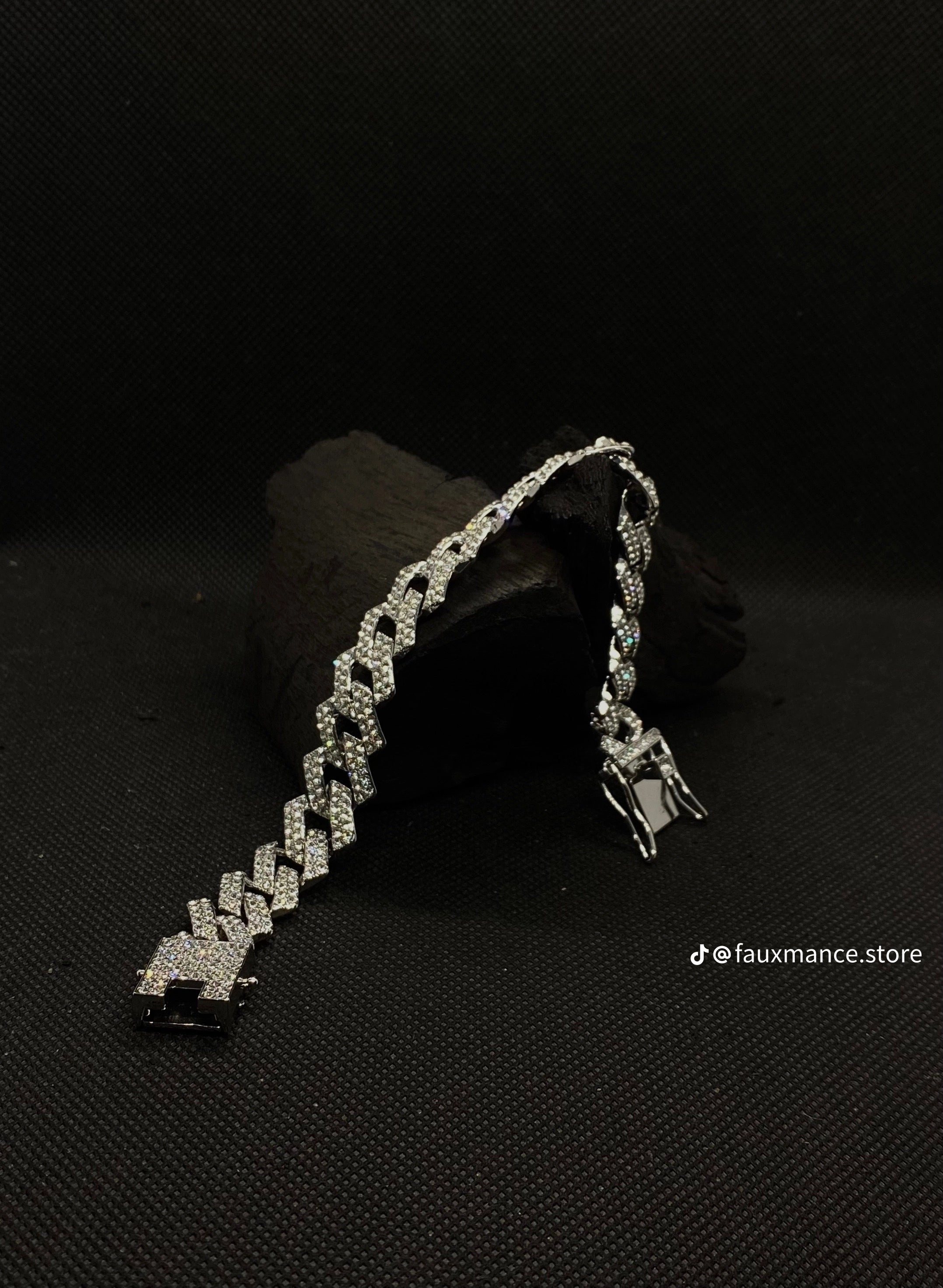 High-Quality 51g Hip Hop Full AAA Stone Bling Iced Out Pave Men's Bracelet Miami Cuban Link Chain Bracelets for Men Jewelry