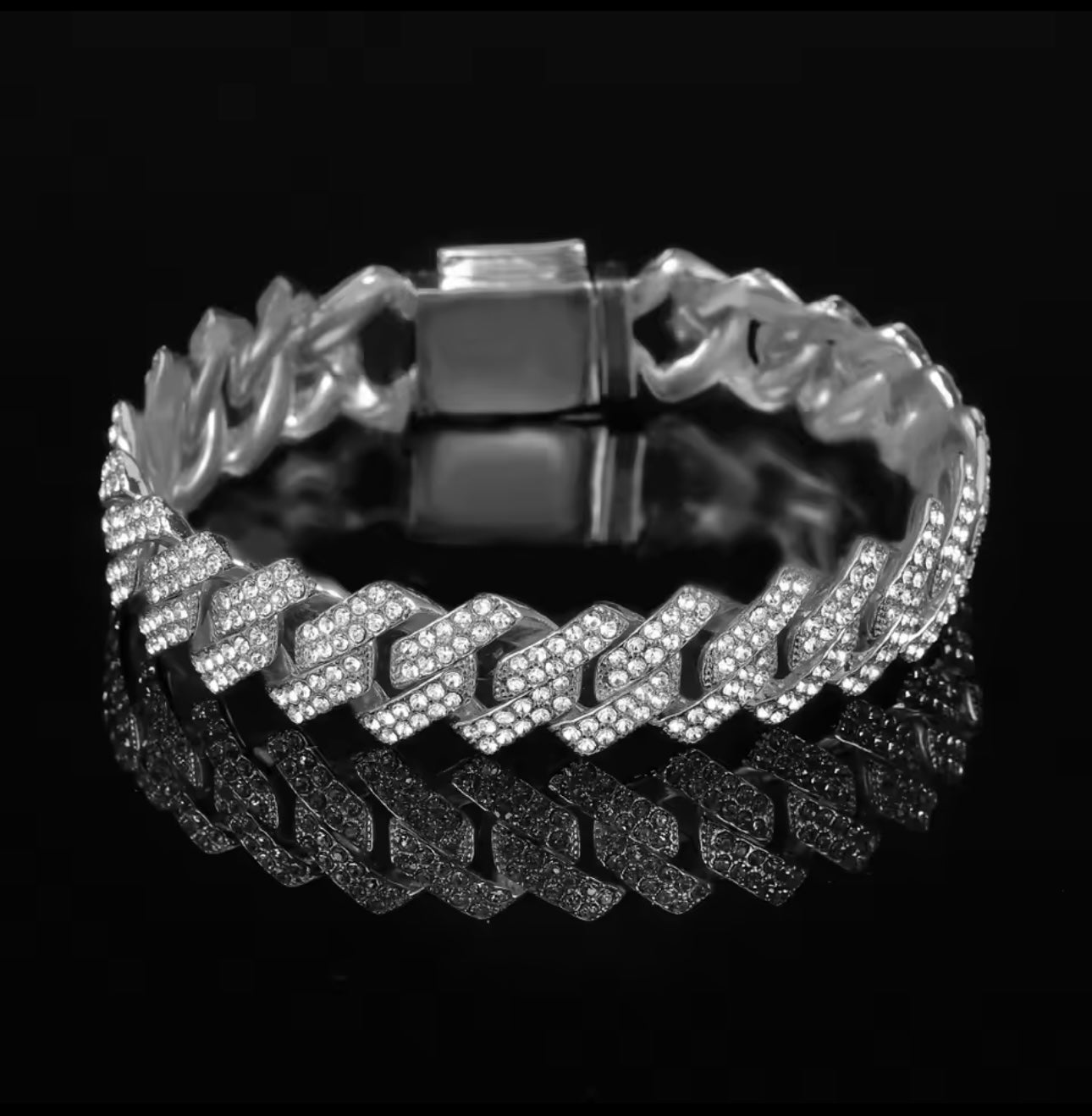 High-Quality 51g Hip Hop Full AAA Stone Bling Iced Out Pave Men's Bracelet Miami Cuban Link Chain Bracelets for Men Jewelry