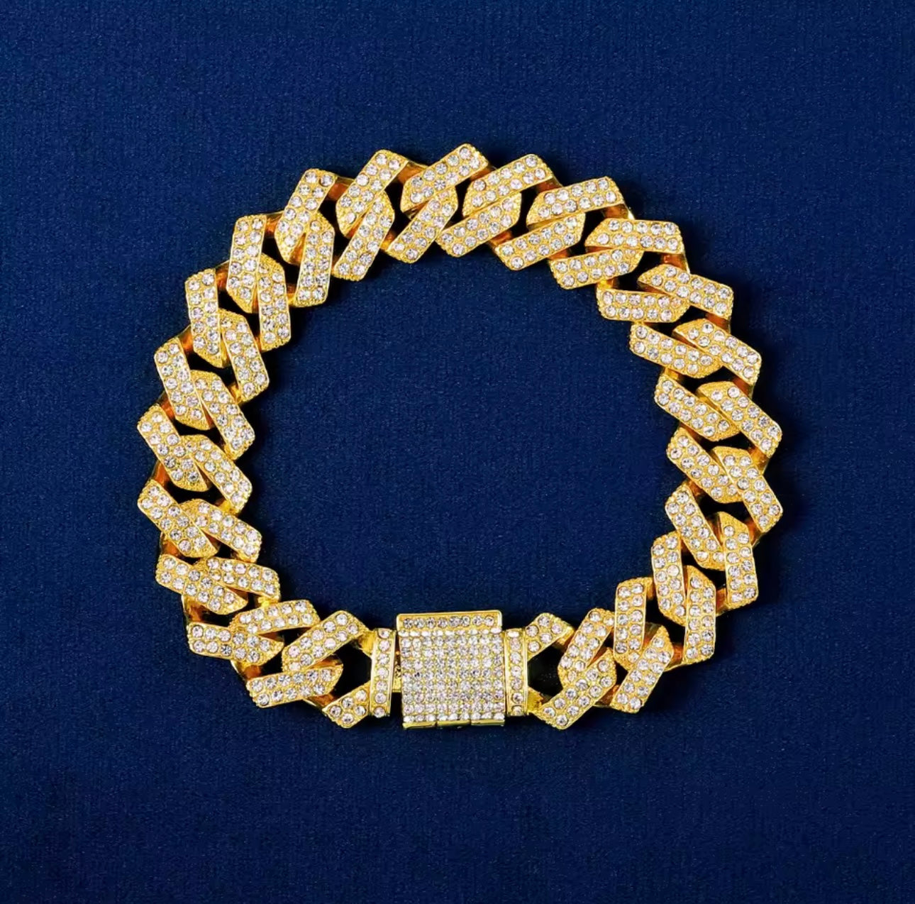 High-Quality 51g Hip Hop Full AAA Stone Bling Iced Out Pave Men's Bracelet Miami Cuban Link Chain Bracelets for Men Jewelry