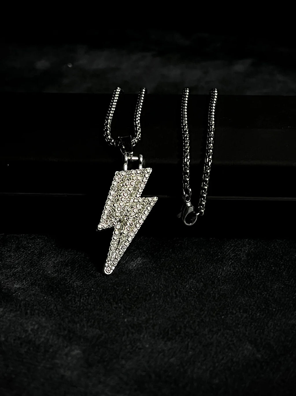 Iced Lightening Bolt Pendant