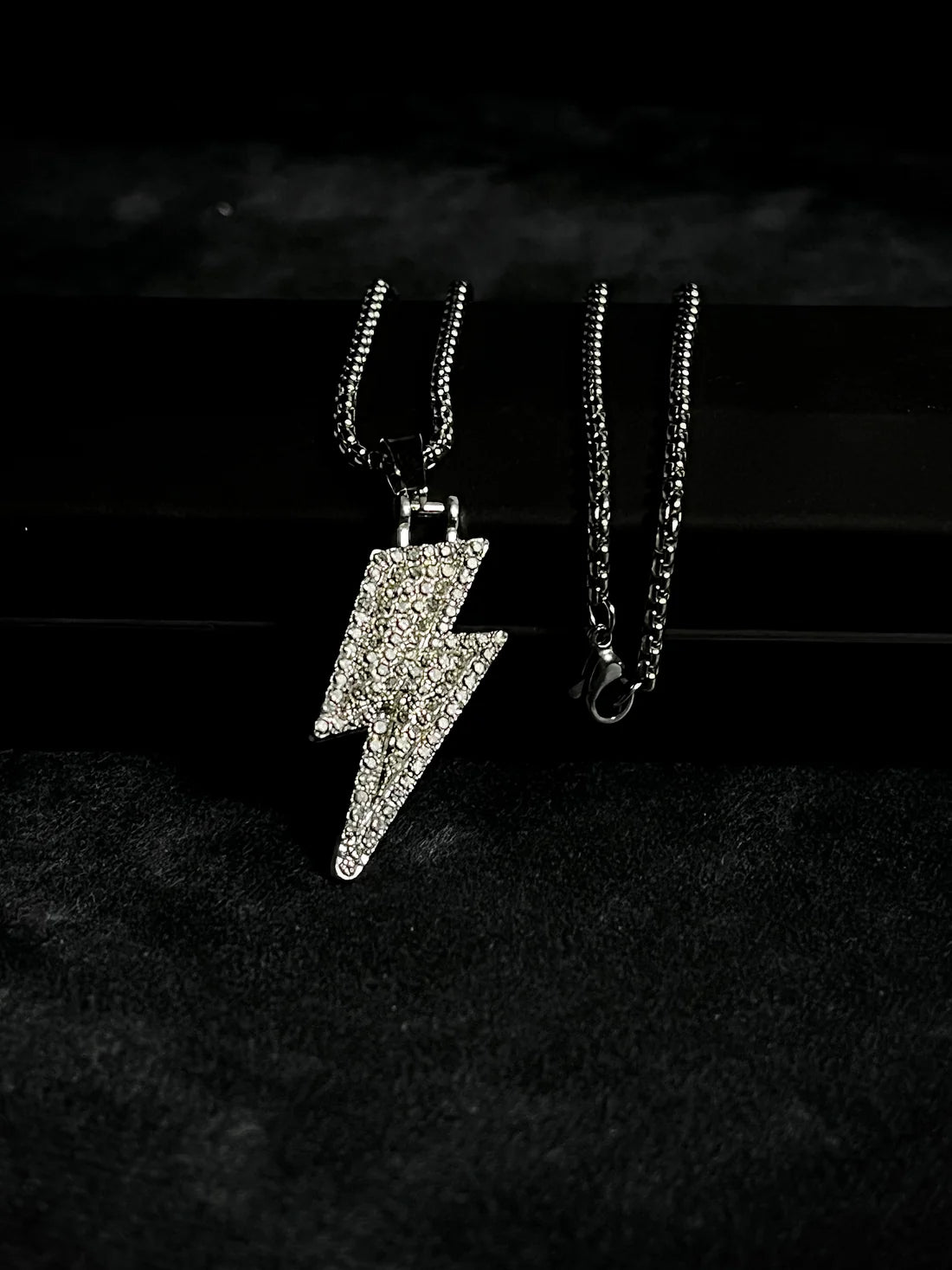 Iced Lightening Bolt Pendant